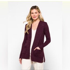 Love Ellie > Purple with Multicolor Confetti Spits Cardigan Medium